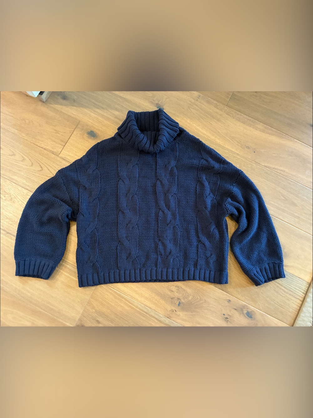 Women’s Navy Cable Knit Turtleneck Sweater